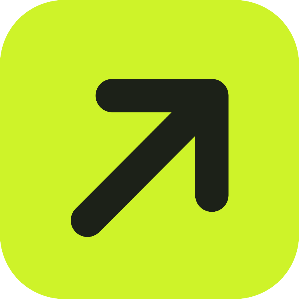 Official TradeIt logo: a dark northeast arrow on a lime rounded square