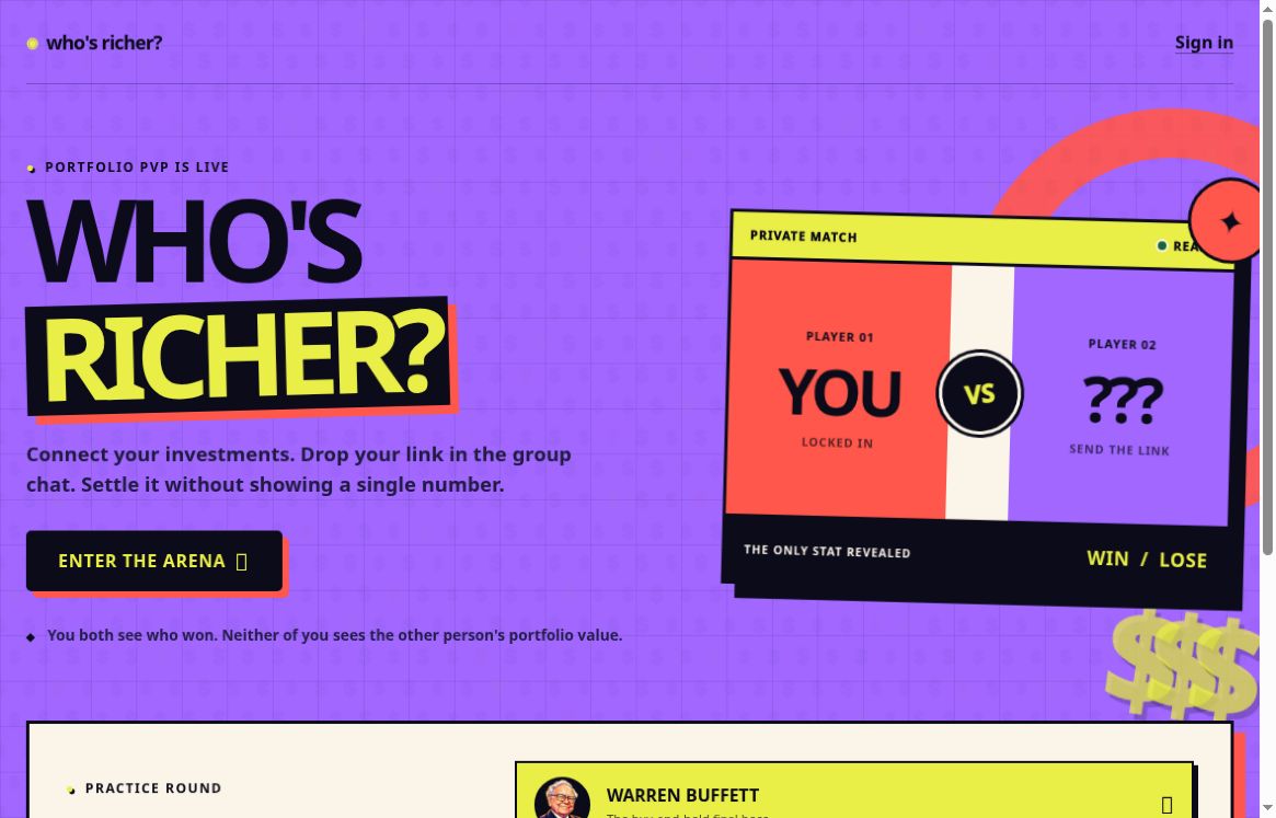 Who’s Richer · Website preview